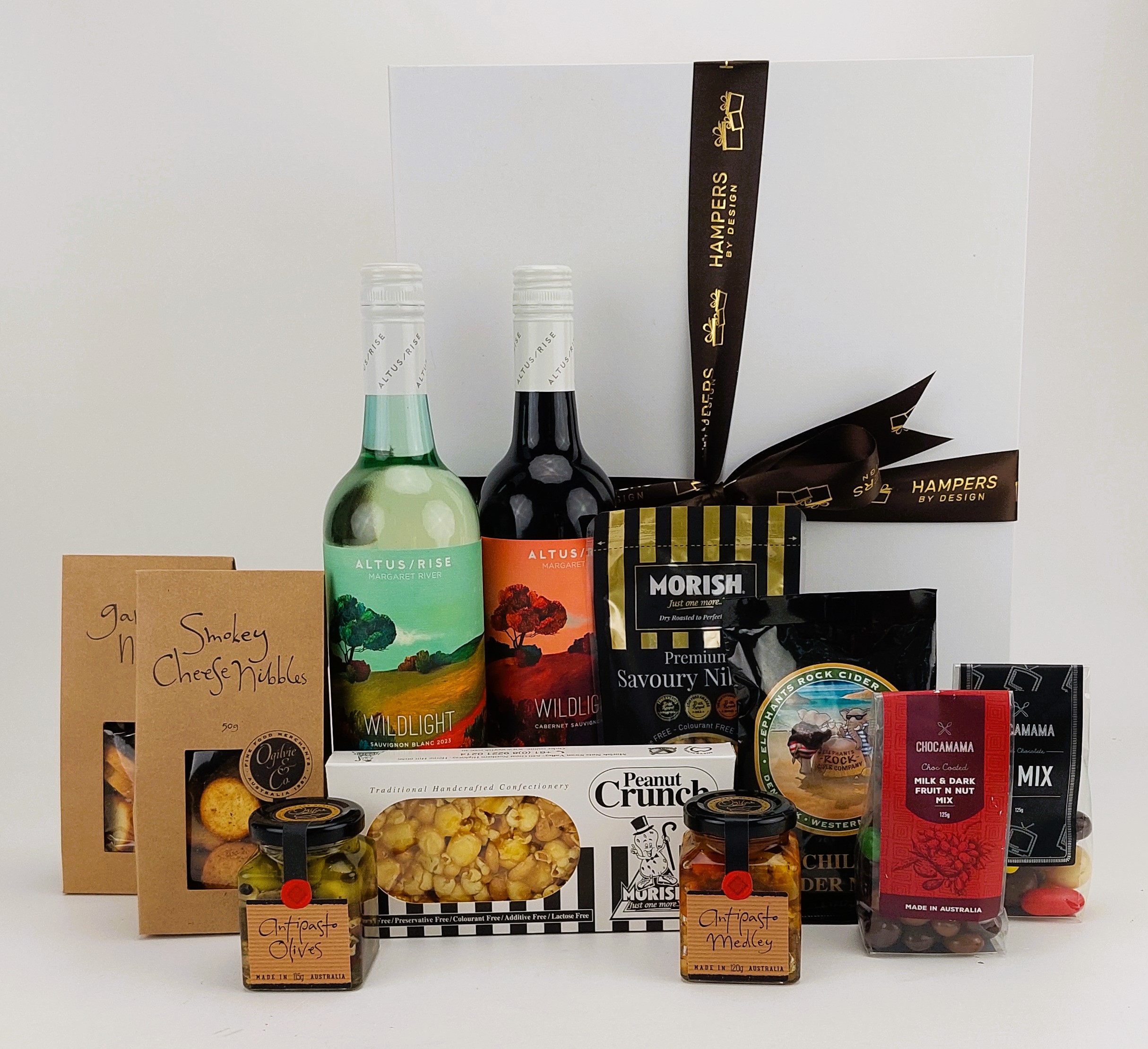Nuts, Nibbles & Wine Duo Gift Hampers by Design